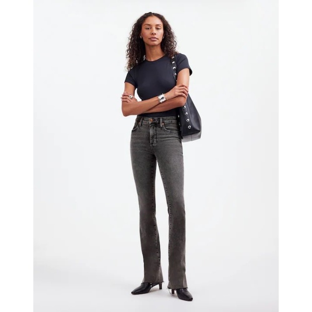 Madewell Kick Out Full-Length Paynes Wash Gray Flare Jeans Size 32